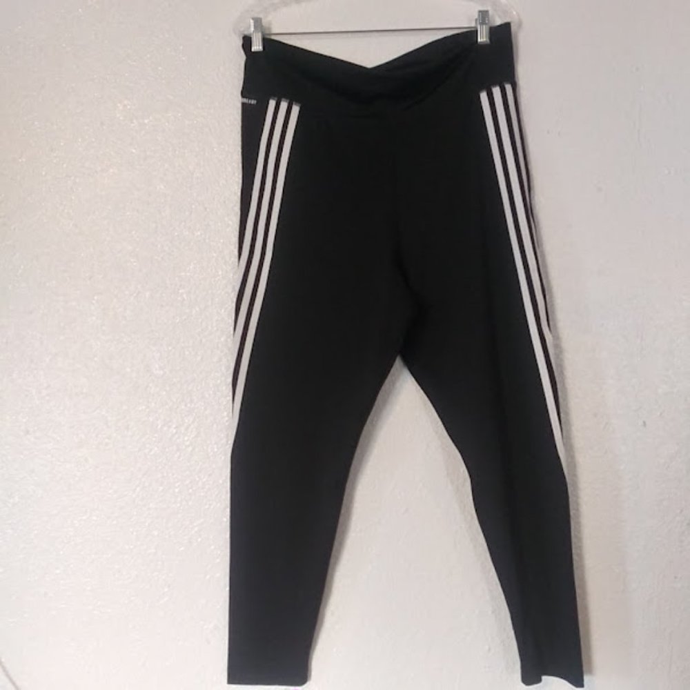 Adidas Aeroready Women's Size XL High Rise 3 Striped Compression Active Pants